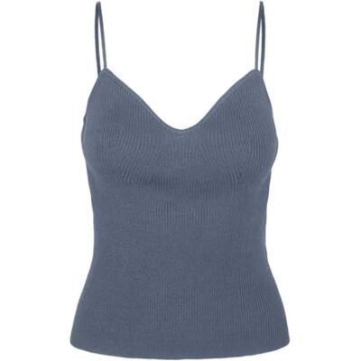 10309481 VERO MODA Vmwillow Sl Strap Top Ga damski top z dzianiny, niebieski (China Blue), L 10309481 VERO MODA Vmwillow Sl Strap Top Ga damski top z dzianiny, niebieski (China Blue), L