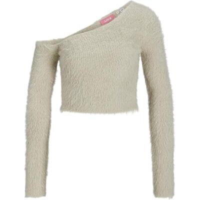 12261553 JACK & JONES Damski top z dzianiny Jxheidi One Shoulder Knit, szary (Feather Gray), S 12261553 JACK & JONES Damski top z dzianiny Jxheidi One Shoulder Knit, szary (Feather Gray), S