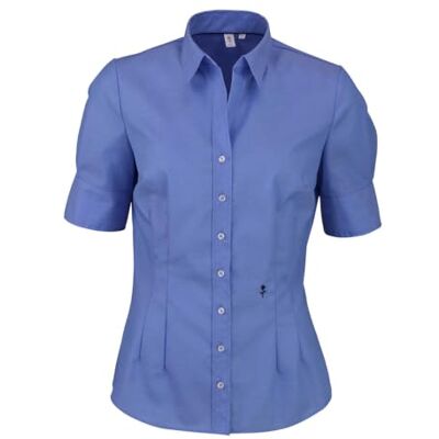 80614-14 Seidensticker Bluzka damska bluzka koszulowa nie wymaga prasowania Slim Fit krótki rękaw uniwersalna 100% bawełna, średni niebieski, 44 80614-14 Seidensticker Bluzka damska bluzka koszulowa nie wymaga prasowania Slim Fit krótki rękaw uniwersalna 100% bawełna, średni niebieski, 44