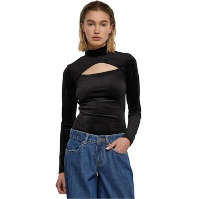 TB6050 Urban Classics Damska koszulka damska Velvet Cut-Out Turtleneck Body T-Shirt, czarny, S TB6050 Urban Classics Damska koszulka damska Velvet Cut-Out Turtleneck Body T-Shirt, czarny, S