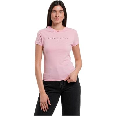 DW0DW18398TPFXL Tommy Jeans Damska koszulka TJW Slim Linear TEE EXT DW0DW18398 S/S T-Shirt, różowa (Pink Sugar), XL, Różowy (różowy cukier), XL DW0DW18398TPFXL Tommy Jeans Damska koszulka TJW Slim Linear TEE EXT DW0DW18398 S/S T-Shirt, różowa (Pink Sugar), XL, Różowy (różowy cukier), XL