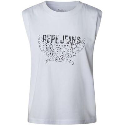 PL5000023 Pepe Jeans Bertha T-Shirt, Biały (biały), L Kobiety, Biały (biały), L PL5000023 Pepe Jeans Bertha T-Shirt, Biały (biały), L Kobiety, Biały (biały), L