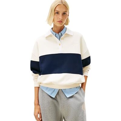 WW0WW48785AEFM Tommy Hilfiger Gold BTN Rugby Fleece Swtsrt Ww0ww48785 Bluza wsuwana, beżowa (Calico), M Kobieta, Beżowy (Calico), M WW0WW48785AEFM Tommy Hilfiger Gold BTN Rugby Fleece Swtsrt Ww0ww48785 Bluza wsuwana, beżowa (Calico), M Kobieta, Beżowy (Calico), M