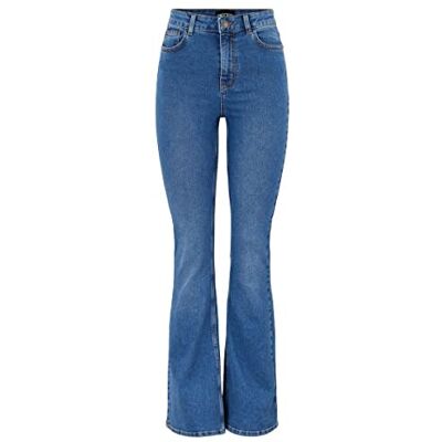17123710 PIECES Pcpeggy Flared Hw Jeans Lb Noos Bc dżinsy damskie, niebieski (medium blue denim), M 17123710 PIECES Pcpeggy Flared Hw Jeans Lb Noos Bc dżinsy damskie, niebieski (medium blue denim), M