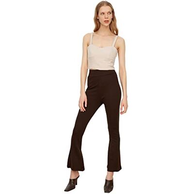 TWOSS22PL0155 Trendyol Spodnie Flare damskie, Brązowy, S TWOSS22PL0155 Trendyol Spodnie Flare damskie, Brązowy, S
