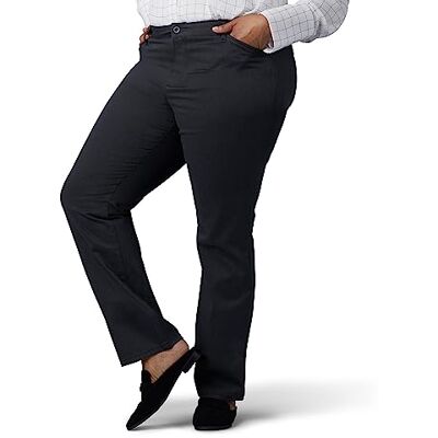 48503-02-26W Petite Lee Damskie spodnie plus size, luźny krój, do noszenia przez cały dzień, proste nogawki, 26 Plus Petite 48503-02-26W Petite Lee Damskie spodnie plus size, luźny krój, do noszenia przez cały dzień, proste nogawki, 26 Plus Petite