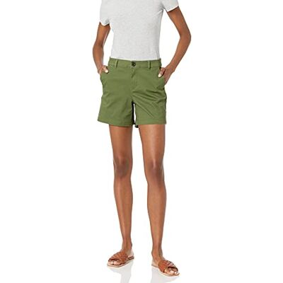 AEWS30019SU21-Ogreen-20 Amazon Essentials Damskie szorty o średnim wzroście slim fit 14 cm nogawki khaki (dostępne w prostych i krągłych krojach), oliwkowe, 20 AEWS30019SU21-Ogreen-20 Amazon Essentials Damskie szorty o średnim wzroście slim fit 14 cm nogawki khaki (dostępne w prostych i krągłych krojach), oliwkowe, 20