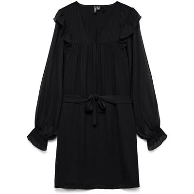 10334565-4895328 VERO MODA Vmpetra Ls Short Dress WVN Ga Noos, czarny, XS 10334565-4895328 VERO MODA Vmpetra Ls Short Dress WVN Ga Noos, czarny, XS