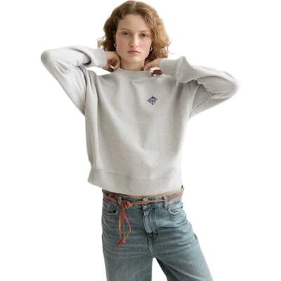 U9E01109T Scotch & Soda Bluza z haftowanym logo, Szary melanż U031, XS U9E01109T Scotch & Soda Bluza z haftowanym logo, Szary melanż U031, XS