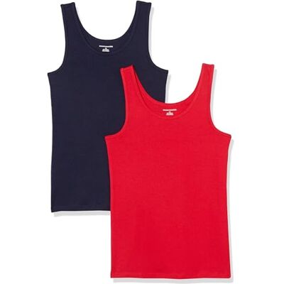 WAE45056SP18-rd-M Amazon Essentials Damskie Koszulka typu tank slim fit, 2-Pack, Czerwony/Granatowy, M WAE45056SP18-rd-M Amazon Essentials Damskie Koszulka typu tank slim fit, 2-Pack, Czerwony/Granatowy, M