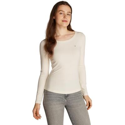 WW0WW38869 Tommy Hilfiger Damska koszulka Slim 5X2 Rib O-NK LS L/S, beżowa, 3XL, Beżowy (Calico), 3XL WW0WW38869 Tommy Hilfiger Damska koszulka Slim 5X2 Rib O-NK LS L/S, beżowa, 3XL, Beżowy (Calico), 3XL