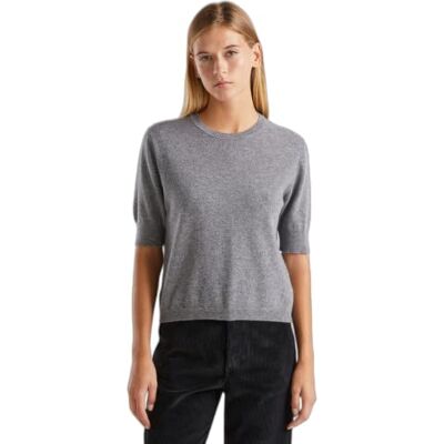 1002D10D2 United Colors of Benetton Damski sweter rozpinany, Szary, XXS 1002D10D2 United Colors of Benetton Damski sweter rozpinany, Szary, XXS