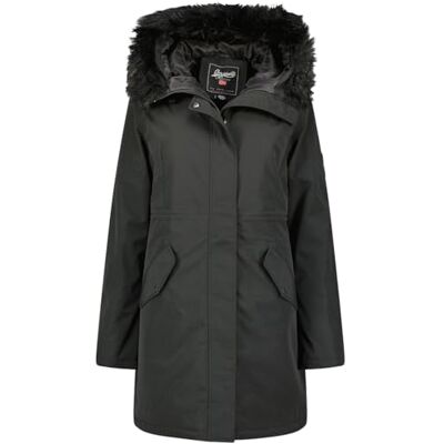 WW4908F/GN Geographical Norway Basiline Lady Parka Długa gruba ciepła damska jesienno-zimowa cienki płaszcz ze sztucznego futra z kapturem kurtka wiatrówka elegancka kurtka puchowa damska (czarny L), WW4908F/GN Geographical Norway Basiline Lady Parka Długa gruba ciepła damska jesienno-zimowa cienki płaszcz ze sztucznego futra z kapturem kurtka wiatrówka elegancka kurtka puchowa damska (czarny L),