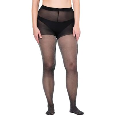 842306 Ulla Popken Damskie duże rozmiary plus size rajstopy romby, brokat 842306 Ulla Popken Damskie duże rozmiary plus size rajstopy romby, brokat