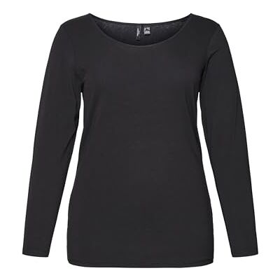10251959 Vero Moda Vmpaxi LS miękki U-Neck-S Curve Noos damski dekolt w kształcie litery U, czarne, 42-44 10251959 Vero Moda Vmpaxi LS miękki U-Neck-S Curve Noos damski dekolt w kształcie litery U, czarne, 42-44