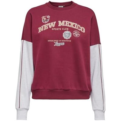 15356080-4839678 Onlmiriam L/S Block Print O-Neck SWT, Cabernet, L 15356080-4839678 Onlmiriam L/S Block Print O-Neck SWT, Cabernet, L