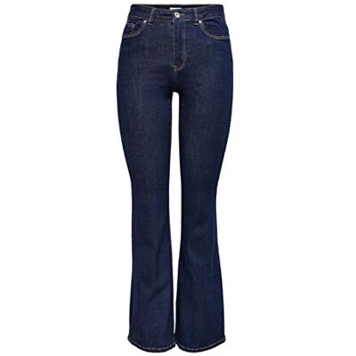 15230472 ONLY Dżinsy damskie Flared Fit ONLWAUW z wysokim stanem, niebieski (Dark Blue Denim), L / 32L 15230472 ONLY Dżinsy damskie Flared Fit ONLWAUW z wysokim stanem, niebieski (Dark Blue Denim), L / 32L