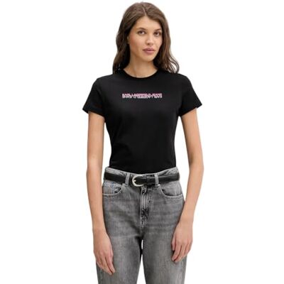 B1W17053 Karl Lagerfeld Jeans Karl Lagerfeld damskie dżinsy, slim Sleeve Reflection Tee Slim Fit T-Shirt, czarny, L B1W17053 Karl Lagerfeld Jeans Karl Lagerfeld damskie dżinsy, slim Sleeve Reflection Tee Slim Fit T-Shirt, czarny, L