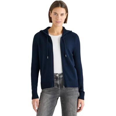 B254103 CECIL Cosy Cardigan z kapturem Deep Denim Blue Melange XL B254103 CECIL Cosy Cardigan z kapturem Deep Denim Blue Melange XL