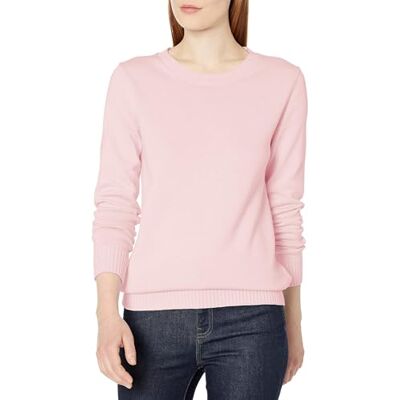 AE18913114-PinkL-Large Amazon Essentials Damski 100% bawełniany sweter z okrągłym dekoltem (dostępny w rozmiarze plus), jasnoróżowy, L AE18913114-PinkL-Large Amazon Essentials Damski 100% bawełniany sweter z okrągłym dekoltem (dostępny w rozmiarze plus), jasnoróżowy, L