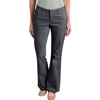 FP121-CH-12 R Dickies Women's Flat Front Stretch Twill Pant Slim Fit Bootcut, Charcoal, 12 FP121-CH-12 R Dickies Women's Flat Front Stretch Twill Pant Slim Fit Bootcut, Charcoal, 12