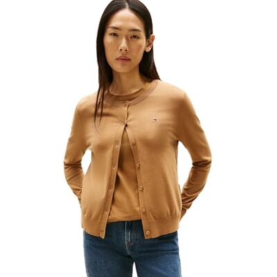 WW0WW42370 Tommy Hilfiger Sweter damski kardigan, Brązowy (hikora), XXS WW0WW42370 Tommy Hilfiger Sweter damski kardigan, Brązowy (hikora), XXS
