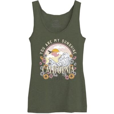WOREPCZTK032 Republic Of California "You are My Sunshine California Love" Bezrękawnik damski, Khaki, Rozmiar XS, Khaki, XS WOREPCZTK032 Republic Of California "You are My Sunshine California Love" Bezrękawnik damski, Khaki, Rozmiar XS, Khaki, XS