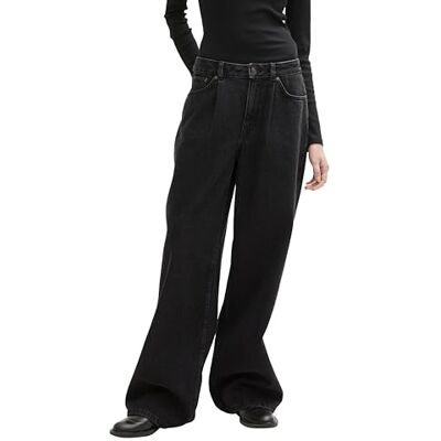 1042830 TOM TAILOR Denim Damskie spodnie jeansowe z szeroką nogawką, 10241 Clean Bleached Black Denim, S 1042830 TOM TAILOR Denim Damskie spodnie jeansowe z szeroką nogawką, 10241 Clean Bleached Black Denim, S