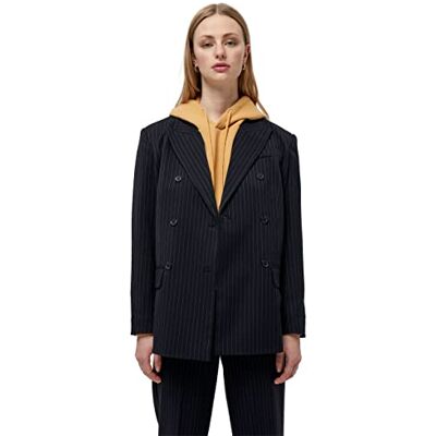 MI4257 Minus Women's Embry Blazer, Black Pinstriped, 40 MI4257 Minus Women's Embry Blazer, Black Pinstriped, 40