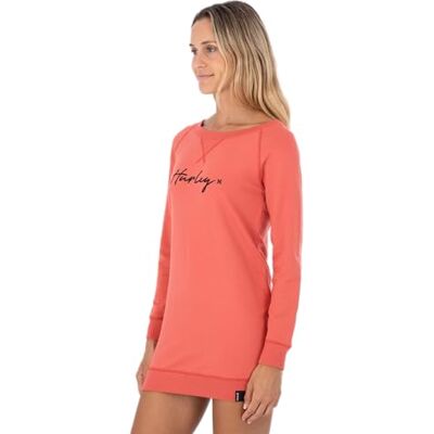 WDREU00006 Hurley Damska luźna sukienka Oceancare O&o Script Fleece Dress, czerwona (Mineral Red), L, czerwony (Mineral Red), L WDREU00006 Hurley Damska luźna sukienka Oceancare O&o Script Fleece Dress, czerwona (Mineral Red), L, czerwony (Mineral Red), L