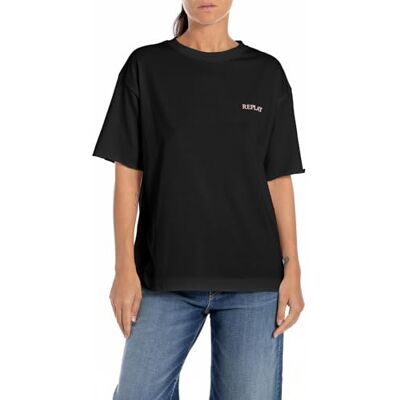 W3134A.000.22662 Replay Damska koszulka oversize, 098 BLACK, XXS W3134A.000.22662 Replay Damska koszulka oversize, 098 BLACK, XXS