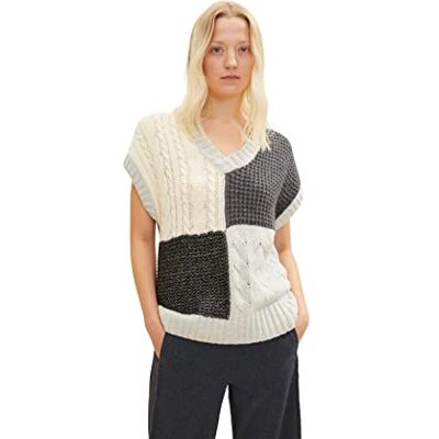 1034060 TOM TAILOR Damski Sweter z wzorem warkocza , 30808 Grey Patched Design, M 1034060 TOM TAILOR Damski Sweter z wzorem warkocza , 30808 Grey Patched Design, M