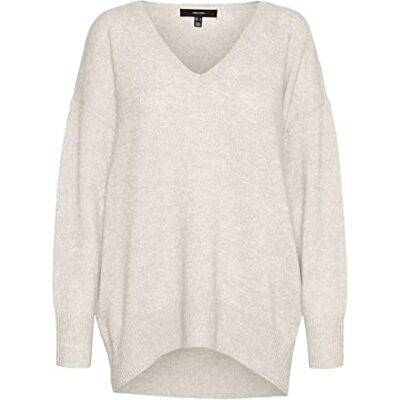 10268712 VERO MODA Damski sweter z dzianiny VMVIGGA LS V-Neck Blouse GA Boo, Brzoza/szczegóły: w melanż, S 10268712 VERO MODA Damski sweter z dzianiny VMVIGGA LS V-Neck Blouse GA Boo, Brzoza/szczegóły: w melanż, S