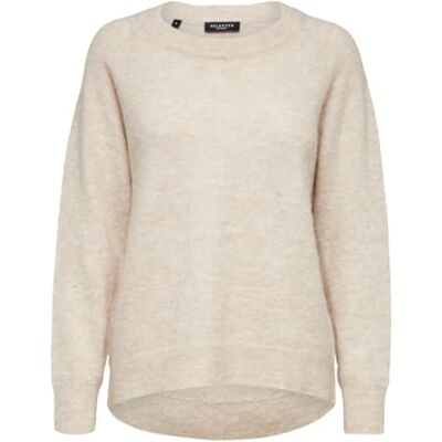 16074482 SELECTED FEMME Damski sweter Slflulu Ls Knit O-Neck Noos, Szczegóły żarówki: melanż, S 16074482 SELECTED FEMME Damski sweter Slflulu Ls Knit O-Neck Noos, Szczegóły żarówki: melanż, S
