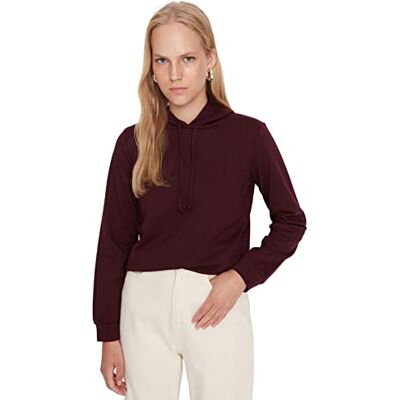 TWOAW20SW0059 Trendyol Damskie proste długie rękawy, regularne bluzy, śliwka, XS TWOAW20SW0059 Trendyol Damskie proste długie rękawy, regularne bluzy, śliwka, XS