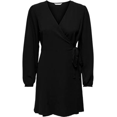 15286096 ONLY Women's Onlnova Life L/S TIA WRAP Dress SOL. PTM sukienka, czarna, L, czarny, L 15286096 ONLY Women's Onlnova Life L/S TIA WRAP Dress SOL. PTM sukienka, czarna, L, czarny, L
