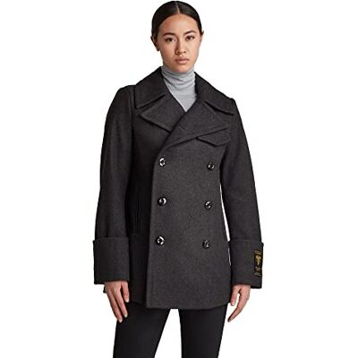 D20563-B965-9119 G-STAR RAW Płaszcz damski Wool Mid PEA, wielokolorowy (Shadow Htr B965-9119), S D20563-B965-9119 G-STAR RAW Płaszcz damski Wool Mid PEA, wielokolorowy (Shadow Htr B965-9119), S