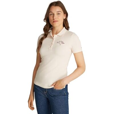 WW0WW43930 Tommy Hilfiger Polo damskie S/S, Płatek kości słoniowej, L WW0WW43930 Tommy Hilfiger Polo damskie S/S, Płatek kości słoniowej, L