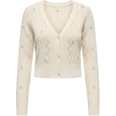 15363087-4981923 ONLY Onlbirtie Ls Emb dekolt w serek kardigan Cc KNT, écru, M 15363087-4981923 ONLY Onlbirtie Ls Emb dekolt w serek kardigan Cc KNT, écru, M