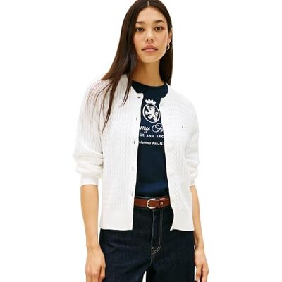 WW0WW43329 Tommy Hilfiger Damski sweter kardigan CO Cable FINE GG C-NK Cardi LS , biały, XXXL, Biały (Ecru), 3XL-Du?e rozmiary tall WW0WW43329 Tommy Hilfiger Damski sweter kardigan CO Cable FINE GG C-NK Cardi LS , biały, XXXL, Biały (Ecru), 3XL-Du?e rozmiary tall
