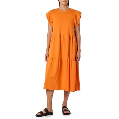 14087542 Vila VISUMMER S/S MIDI Dress /1, Sun Orange, L 14087542 Vila VISUMMER S/S MIDI Dress /1, Sun Orange, L