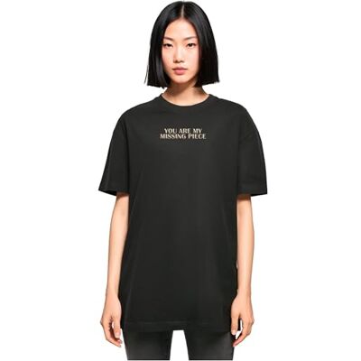 MP0008449 Merchcode Damska koszulka damska z nadrukiem "Missing Piece", oversized Fit, bawełna 100%, L, czarny, L MP0008449 Merchcode Damska koszulka damska z nadrukiem "Missing Piece", oversized Fit, bawełna 100%, L, czarny, L