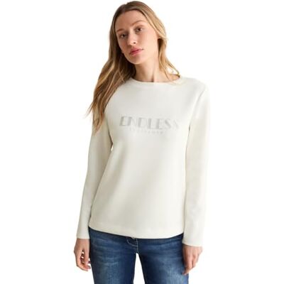 B322471 Cecil Damska koszulka z długim rękawem z napisem, Vanilla White, XXL B322471 Cecil Damska koszulka z długim rękawem z napisem, Vanilla White, XXL