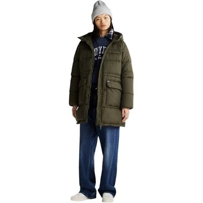 DW0DW18842 Tommy Jeans Damska kurtka puchowa TJW MIDI ASPEN PUFFER , zielona (Fatigue Green), L, Zielony (Fatigue Green), L DW0DW18842 Tommy Jeans Damska kurtka puchowa TJW MIDI ASPEN PUFFER , zielona (Fatigue Green), L, Zielony (Fatigue Green), L