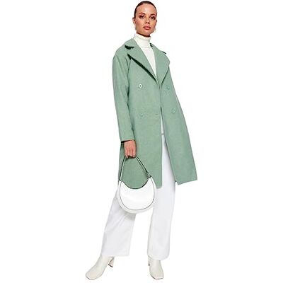 TWOAW24KB00020 Trendyol FeMan Oversize Basic tkany płaszcz, mięta, 42, Miętowy, 40 TWOAW24KB00020 Trendyol FeMan Oversize Basic tkany płaszcz, mięta, 42, Miętowy, 40