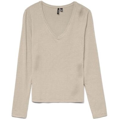 10334582-4895313 VERO MODA Vmlava Glitter Ls V-Neck Top Stripe Ga, owsianka, L 10334582-4895313 VERO MODA Vmlava Glitter Ls V-Neck Top Stripe Ga, owsianka, L