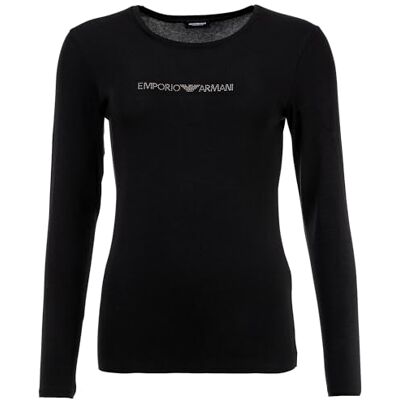 163229 Emporio Armani Essential Studs Logo Długi rękaw Koszulka damska, Czarny, S 163229 Emporio Armani Essential Studs Logo Długi rękaw Koszulka damska, Czarny, S