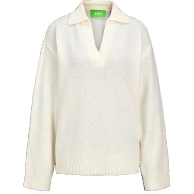 12245459 Jack & Jones JXARIELLA koszulka polo z dzianiny, biały (Bone White), S 12245459 Jack & Jones JXARIELLA koszulka polo z dzianiny, biały (Bone White), S