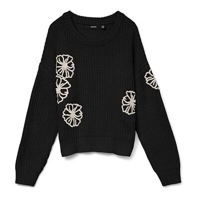 10331444-4860091 VERO MODA Vmlaura Ls O-Neck sweter Boo, czarny, M 10331444-4860091 VERO MODA Vmlaura Ls O-Neck sweter Boo, czarny, M