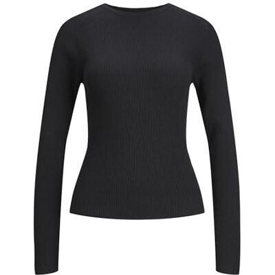 12225628 JACK&JONES Damski sweter z dzianiny JXTAYA prążkowany dekolt z dzianiny NOOS, czarny, M, Schwarz, M 12225628 JACK&JONES Damski sweter z dzianiny JXTAYA prążkowany dekolt z dzianiny NOOS, czarny, M, Schwarz, M